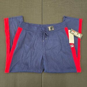 Fila Heritage Women's Navy Blue & Red Straight Leg Sweatpants W Red Tapered Side